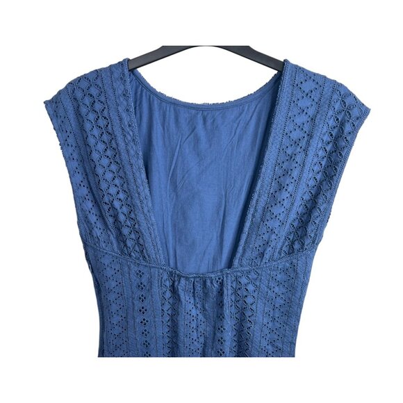 Free People Women's Blue Remember Me Embroidered Lace Mini Dress Open Back Large - Picture 6 of 14